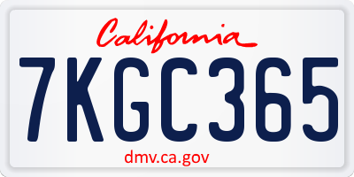 CA license plate 7KGC365