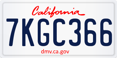 CA license plate 7KGC366