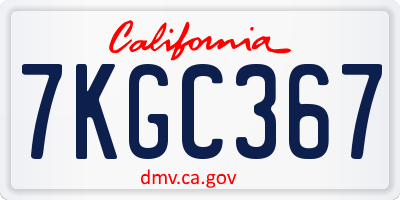 CA license plate 7KGC367