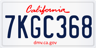 CA license plate 7KGC368
