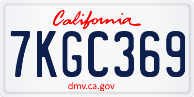 CA license plate 7KGC369
