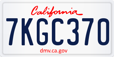 CA license plate 7KGC370