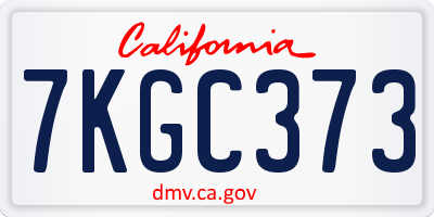 CA license plate 7KGC373