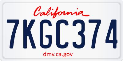 CA license plate 7KGC374