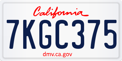 CA license plate 7KGC375