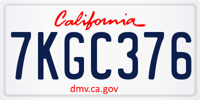 CA license plate 7KGC376