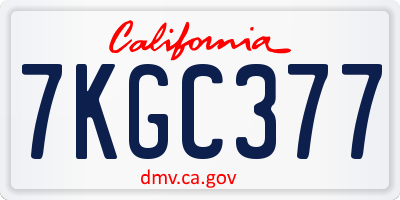 CA license plate 7KGC377