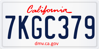 CA license plate 7KGC379