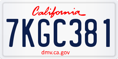CA license plate 7KGC381