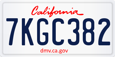 CA license plate 7KGC382