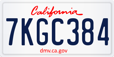 CA license plate 7KGC384