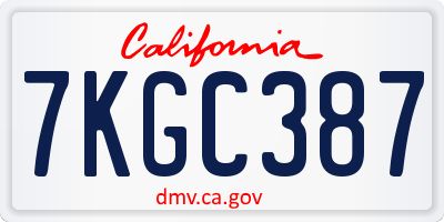 CA license plate 7KGC387