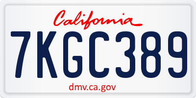 CA license plate 7KGC389