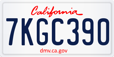 CA license plate 7KGC390