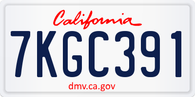 CA license plate 7KGC391