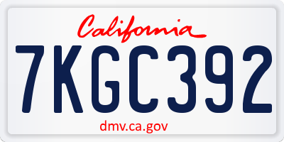 CA license plate 7KGC392