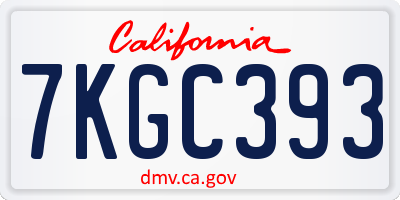 CA license plate 7KGC393