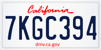 CA license plate 7KGC394