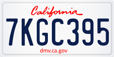 CA license plate 7KGC395