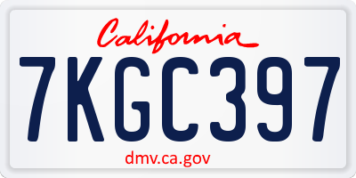 CA license plate 7KGC397