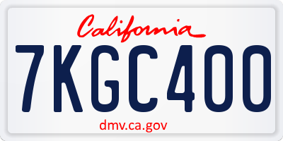 CA license plate 7KGC400
