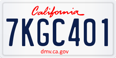 CA license plate 7KGC401