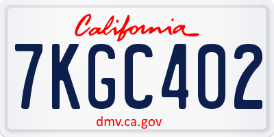 CA license plate 7KGC402