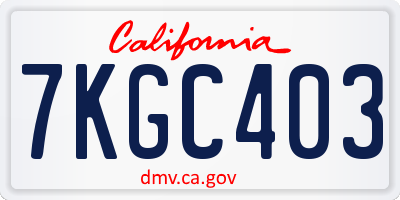 CA license plate 7KGC403