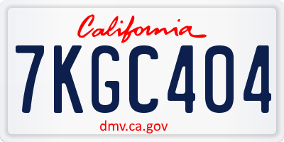 CA license plate 7KGC404