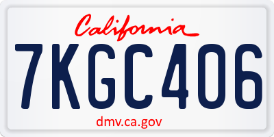 CA license plate 7KGC406