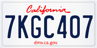 CA license plate 7KGC407