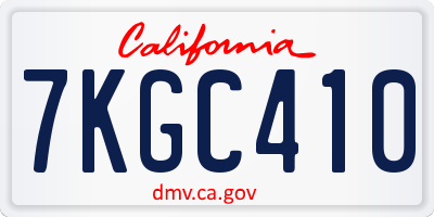 CA license plate 7KGC410