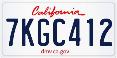 CA license plate 7KGC412