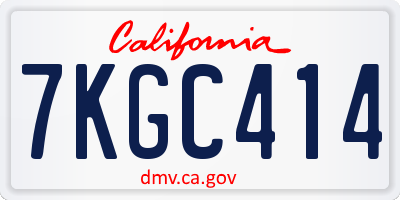 CA license plate 7KGC414