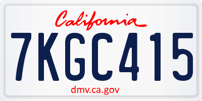 CA license plate 7KGC415