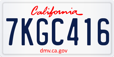 CA license plate 7KGC416