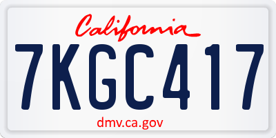 CA license plate 7KGC417