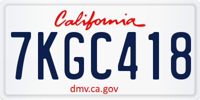 CA license plate 7KGC418