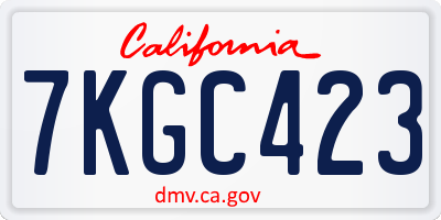 CA license plate 7KGC423