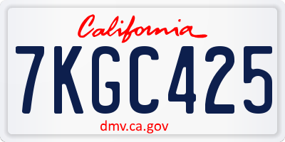 CA license plate 7KGC425
