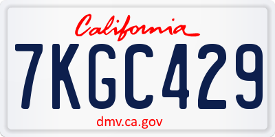 CA license plate 7KGC429