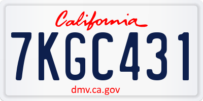CA license plate 7KGC431