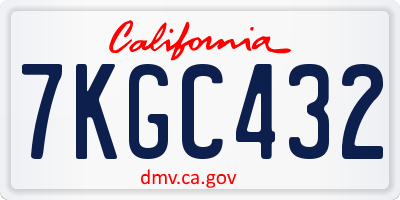CA license plate 7KGC432