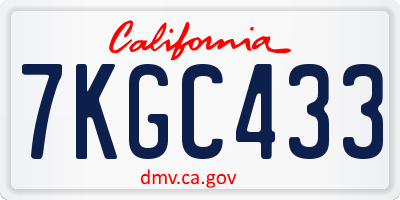 CA license plate 7KGC433