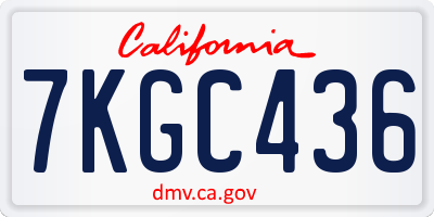 CA license plate 7KGC436