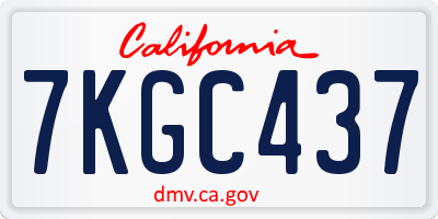 CA license plate 7KGC437