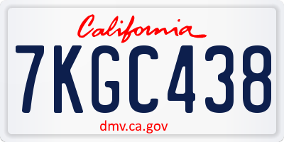 CA license plate 7KGC438