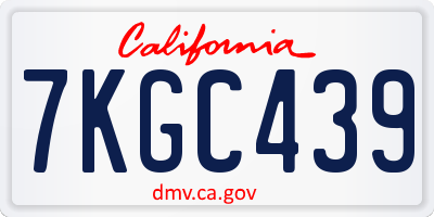 CA license plate 7KGC439