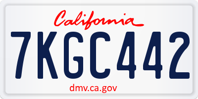 CA license plate 7KGC442