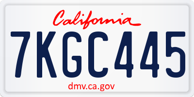 CA license plate 7KGC445